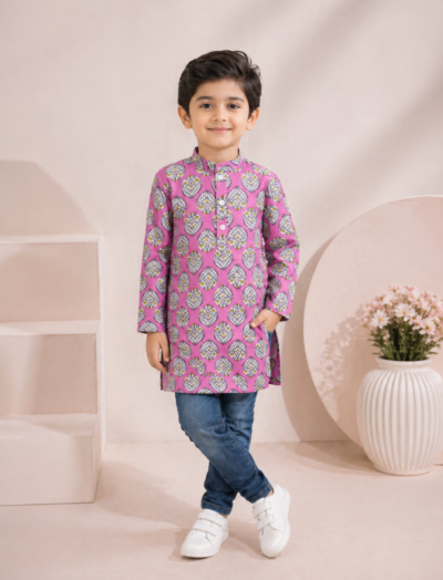 Mastarang Cotton Full Sleeve Kurta - Pink