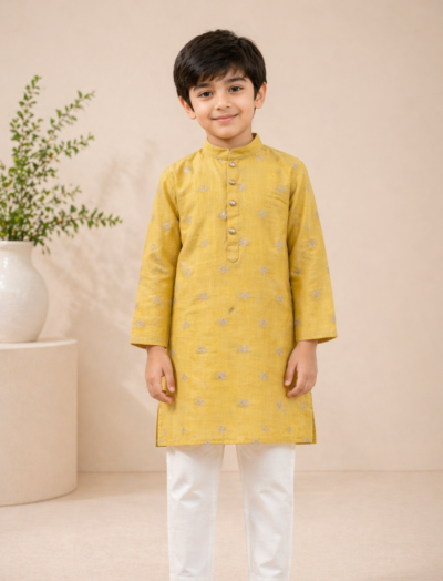 Mastarang Chanderi Full Sleeve Kurta - Yellow