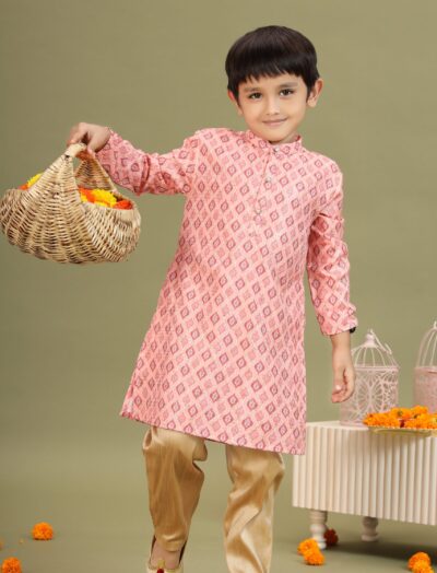 Mastarang Polyester Full Sleeve Kurta Pant Set - Peach