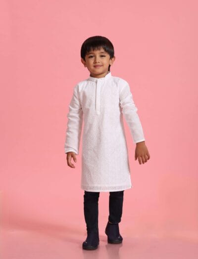 White Embroidred Kurta with Full Sleeve